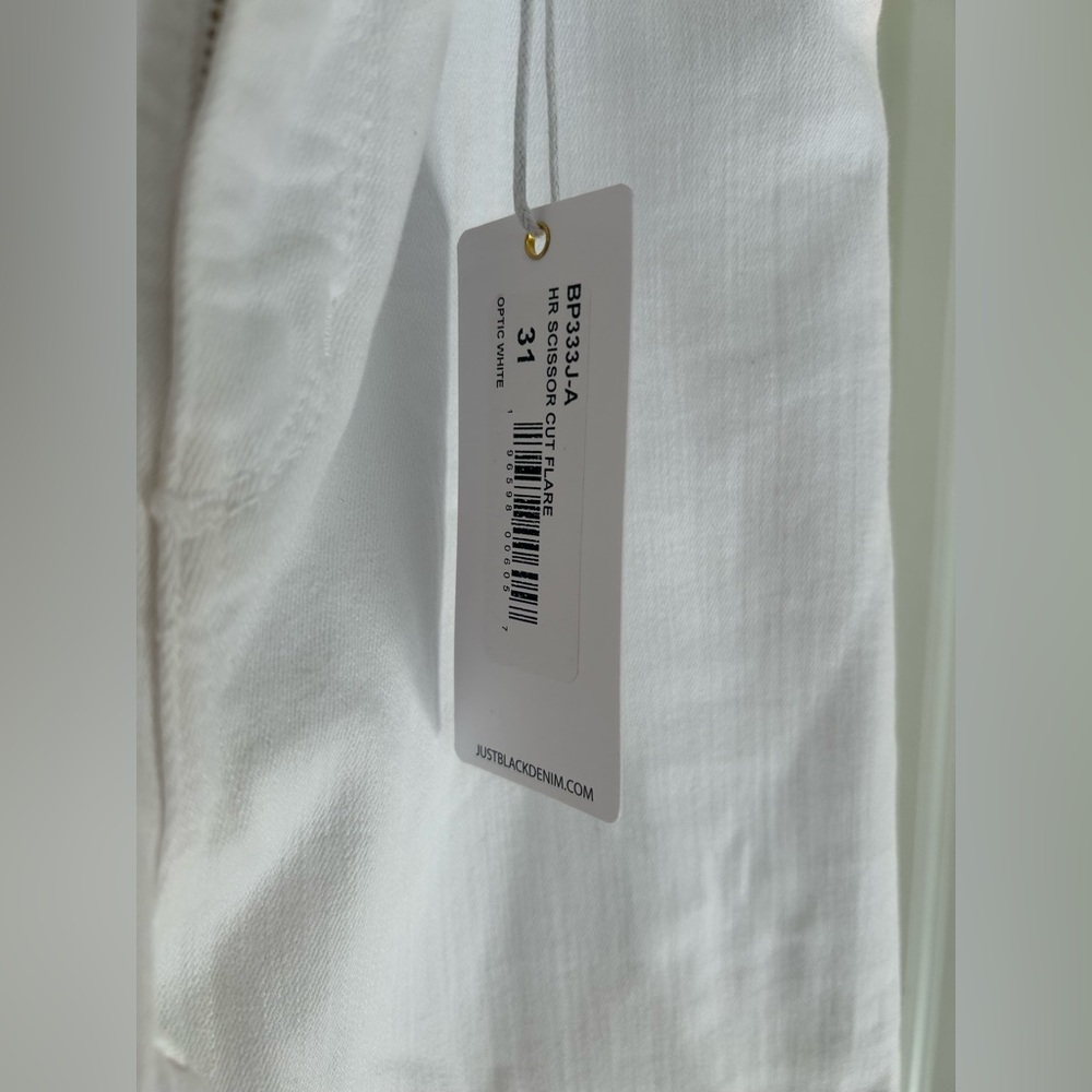 JBD Jeans Flare High Rise Scissor Cut Flare White Jeans NWT Size 31 - Picture 4 of 7